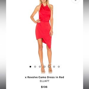 NWOT ELLIATT camo asymmetric satin cocktail dress RED MEDIUM